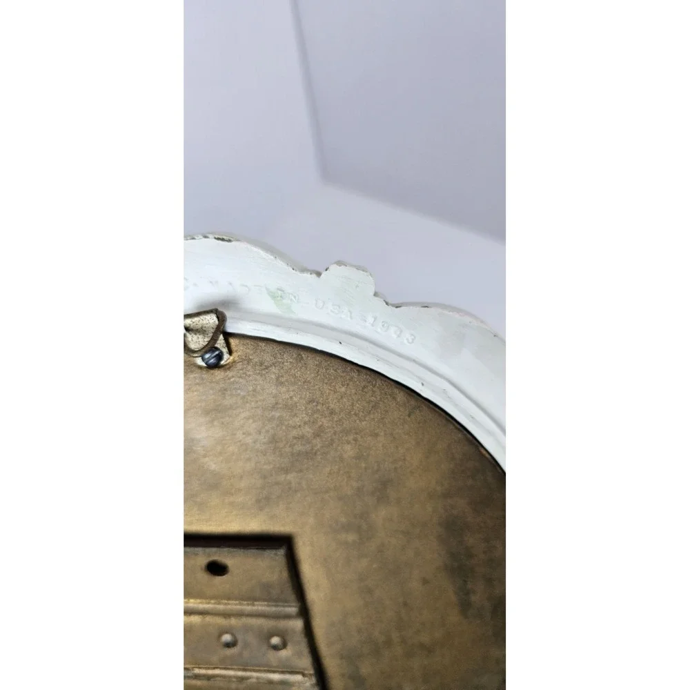 Vintage Syroco Oval Wall Mirror White Floral Shabby‎ Chic Cottage Decor USA 1943